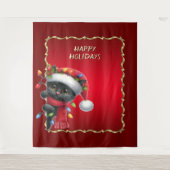 Christmas Black Cat Holiday Backdrop Wandkleed (Voorkant)