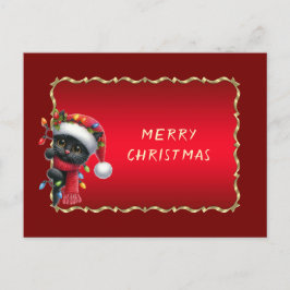 Christmas Black Cat Holiday Briefkaart