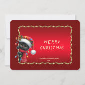 Christmas Black Cat Holiday Card Feestdagenkaart (Voorkant)