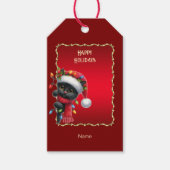 Christmas Black Cat Holiday Gift Label Cadeaulabel (Voorkant)