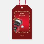 Christmas Black Cat Holiday Gift Label Cadeaulabel (Achterkant)