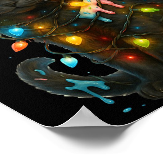 Christmas Black Cat Ice Cream Drip Santa Hat Cute  Poster (Hoek)