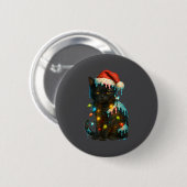 Christmas Black Cat Ice Cream Drip Santa Hat Cute  Ronde Button 5,7 Cm (Voorkant /achterkant)