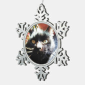 CHRISTMAS BLACK CAT-versiering Tin Sneeuwvlok Ornament (Rechts)