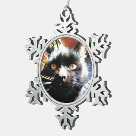 CHRISTMAS BLACK CAT-versiering Tin Sneeuwvlok Ornament (Rechts)