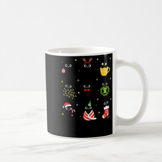 Christmas Black Cats Merry Christmas Cute Holiday  Koffiemok (Rechts)