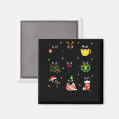 Christmas Black Cats Merry Christmas Cute Holiday  Magneet (Voorkant / Achterkant)