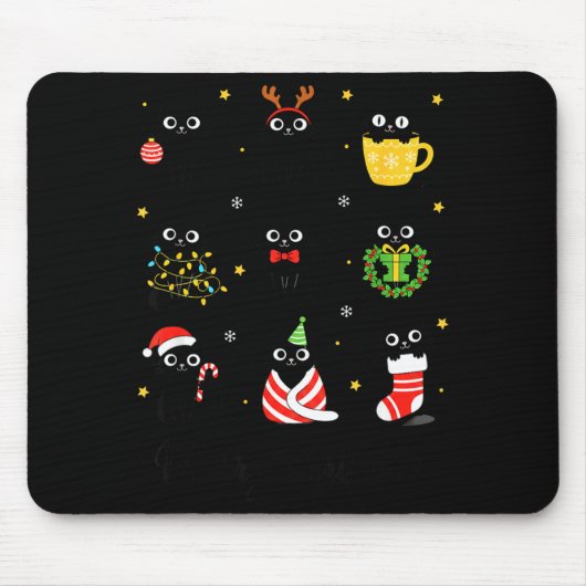 Christmas Black Cats Merry Christmas Cute Holiday Muismat (Voorkant)