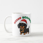 Christmas Black Dachshund Mug: Merry Woofmas Koffiemok (Links)