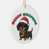 Christmas Black Dachshund Ornament: Merry Woofmas Keramisch Ornament (Rechts)
