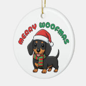Christmas Black Dachshund Ornament: Merry Woofmas Keramisch Ornament (Links)