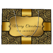 Christmas black gold ribbon elegant groot cadeauzakje (Achterkant)