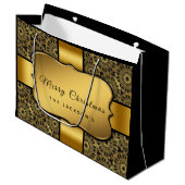 Christmas black gold ribbon elegant groot cadeauzakje (Voorkant Gekanteld)