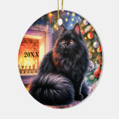 Christmas Black Kitten Aanpassen Datum Ornament (Links)