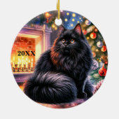 Christmas Black Kitten Aanpassen Datum Ornament (Achterkant)