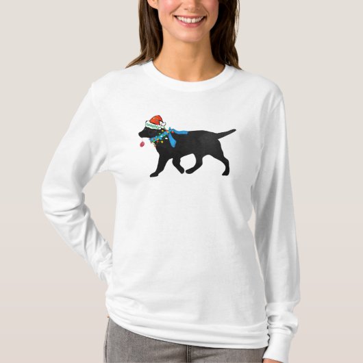 Christmas Black Lab stout maar mooi lang T-shirt (Voorkant)