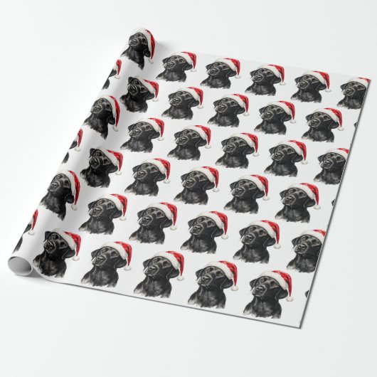 Christmas Black Labrador Cadeaupapier (Uitgerold)