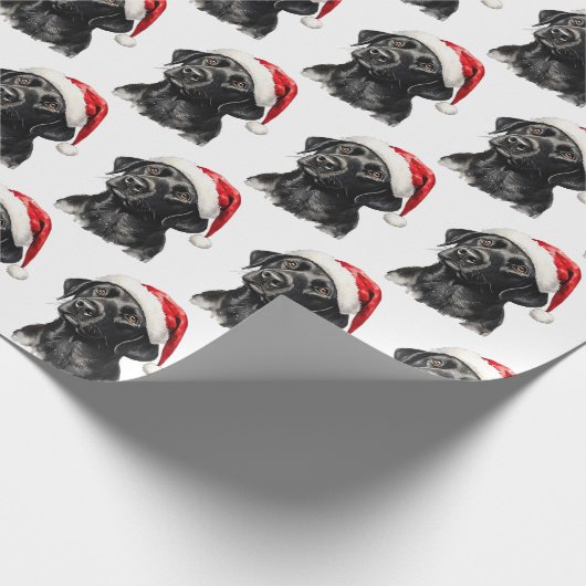 Christmas Black Labrador Cadeaupapier (Hoek)
