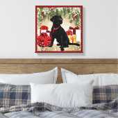 CHRISTMAS BLACK LABRADOR CANVAS AFDRUK (Insitu (Slaapkamer))