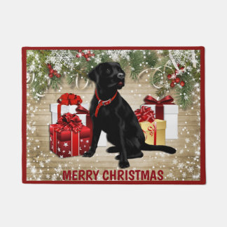 CHRISTMAS BLACK LABRADOR DEURMAT