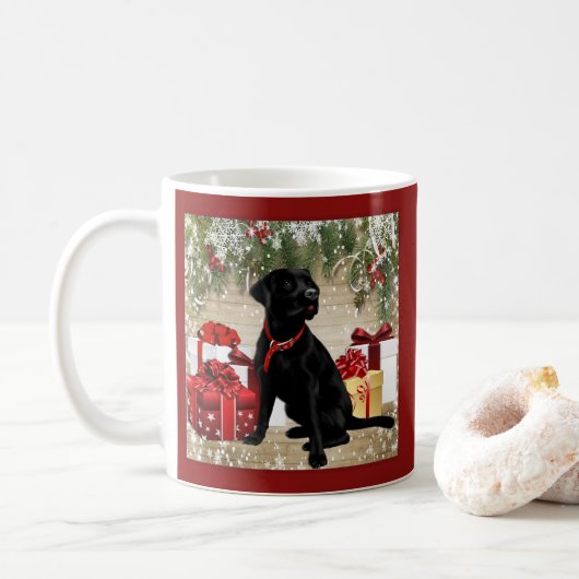 CHRISTMAS BLACK LABRADOR KOFFIEMOK (Met donut)