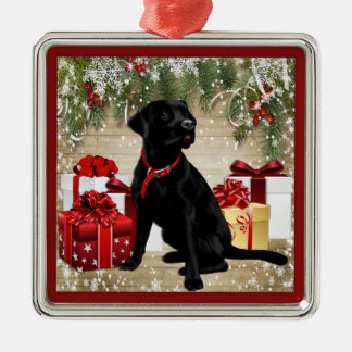 CHRISTMAS BLACK LABRADOR METALEN ORNAMENT