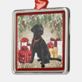 CHRISTMAS BLACK LABRADOR METALEN ORNAMENT (Links)