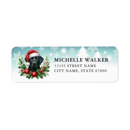 Christmas Black Labrador Retriever Adresetiketten Etiket (Voorkant)