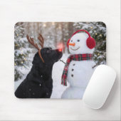 Christmas Black Labrador Retriever with Snowman Muismat (Met muis)