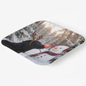 Christmas Black Labrador Retriever with Snowman Papieren Bordje (Gebogen)