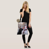 Christmas Black Labrador Retriever with Snowman Tote Bag (Op model)