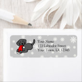 Christmas Black Labradors Cartoon Etiket (Insitu)
