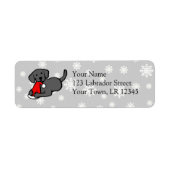 Christmas Black Labradors Cartoon Etiket (Voorkant)