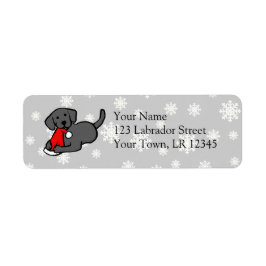 Christmas Black Labradors Cartoon Etiket