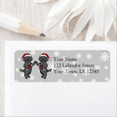 Christmas Black Labradors Cartoon Etiket (Insitu)