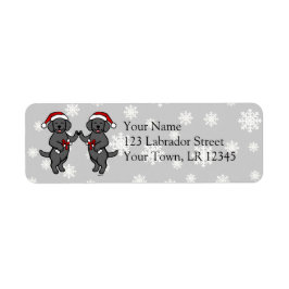 Christmas Black Labradors Cartoon Etiket