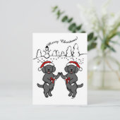 Christmas Black Labradors Cartoon Feestdagenkaart (Staand voorkant)