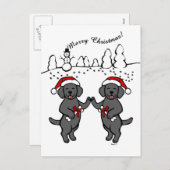 Christmas Black Labradors Cartoon Feestdagenkaart (Voorkant / Achterkant)