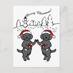 Christmas Black Labradors Cartoon Feestdagenkaart