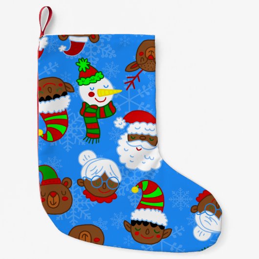 Christmas Black Mrs Claus African Santa Elf beer Kleine Kerstsok (Voorkant)