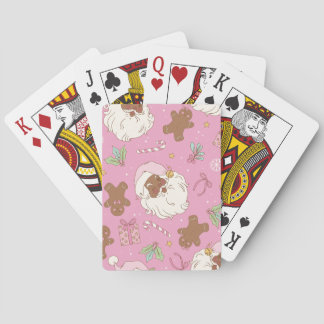 Christmas Black Santa Pastel Pink Pokerkaarten