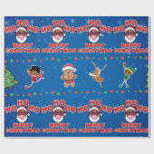 Christmas Black Santa Wrapping Paper Cadeaupapier (Vlak)