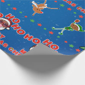 Christmas Black Santa Wrapping Paper Cadeaupapier (Hoek)