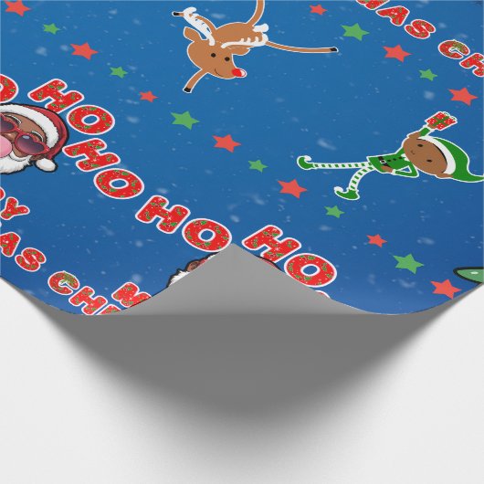 Christmas Black Santa Wrapping Paper Cadeaupapier (Hoek)