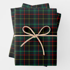 Christmas Black Tartan Plaid Inpakpapier Vel