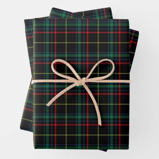 Christmas Black Tartan Plaid Inpakpapier Vel (In situ)