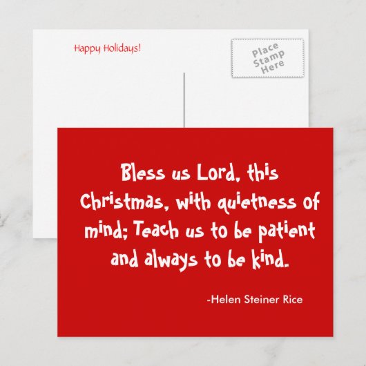 Christmas Blessing Postcard Feestdagenkaart (Voorkant / Achterkant)