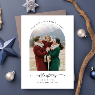 Christmas Blessings Arch Familie Foto Vakantie Kaa Feestdagenkaart