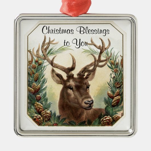 Christmas Blessings Deer Metalen Ornament (Voorkant)