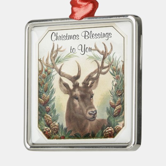 Christmas Blessings Deer Metalen Ornament (Links)